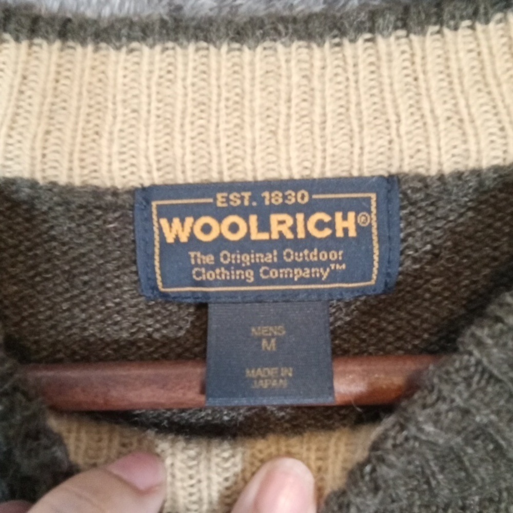 Woolrich Men's Forest Green Crewneck Sweater 100% Wool Winter Outdoors - Picture 3 of 11